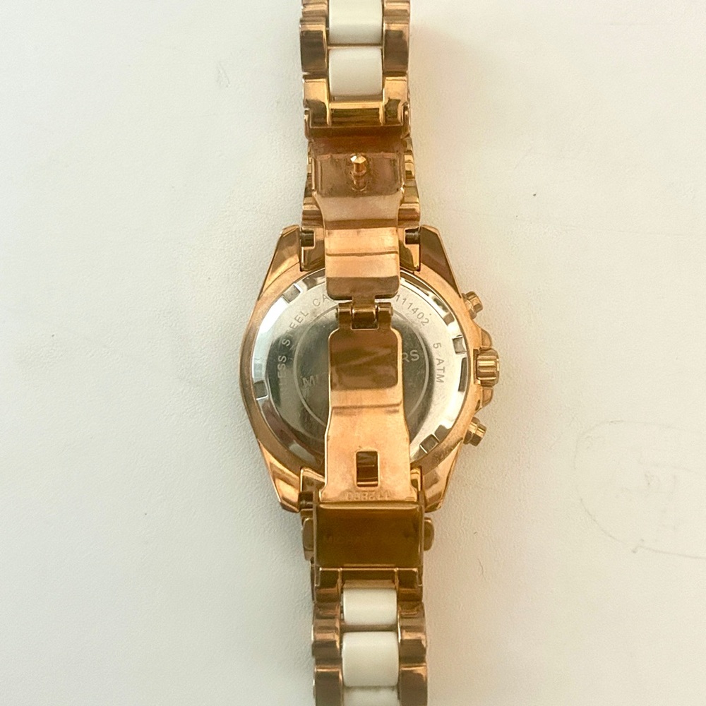 Michael Kors Rose Gold and White Women's Watch - Picture 2 of 4